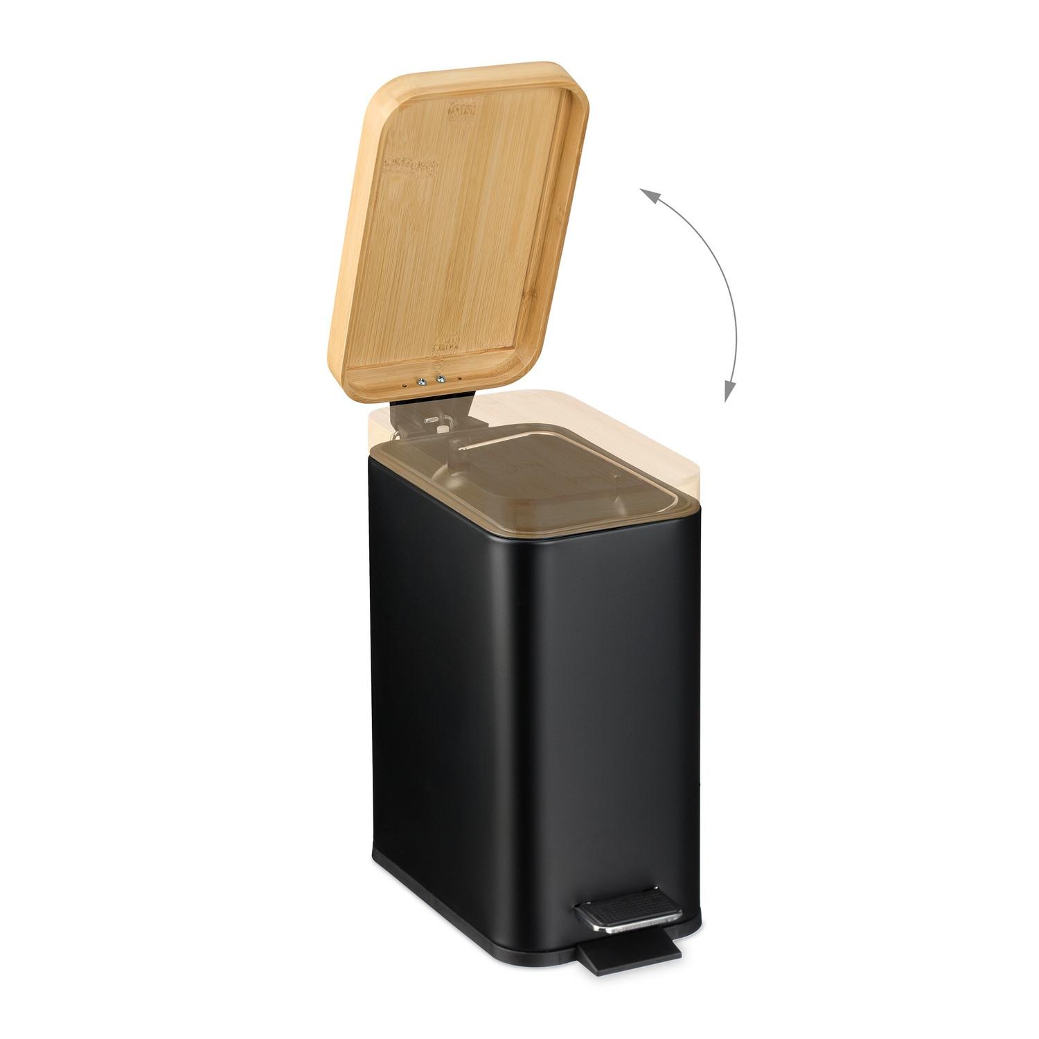 B2X Pattumiera per bagno 5 litri con coperchio in bambù  