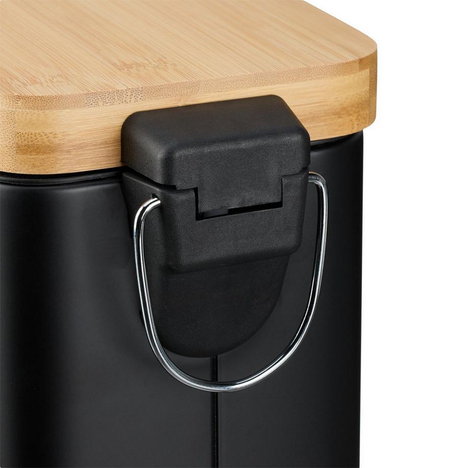 B2X Poubelle de salle de bain 5 litres avec couvercle en bambou  