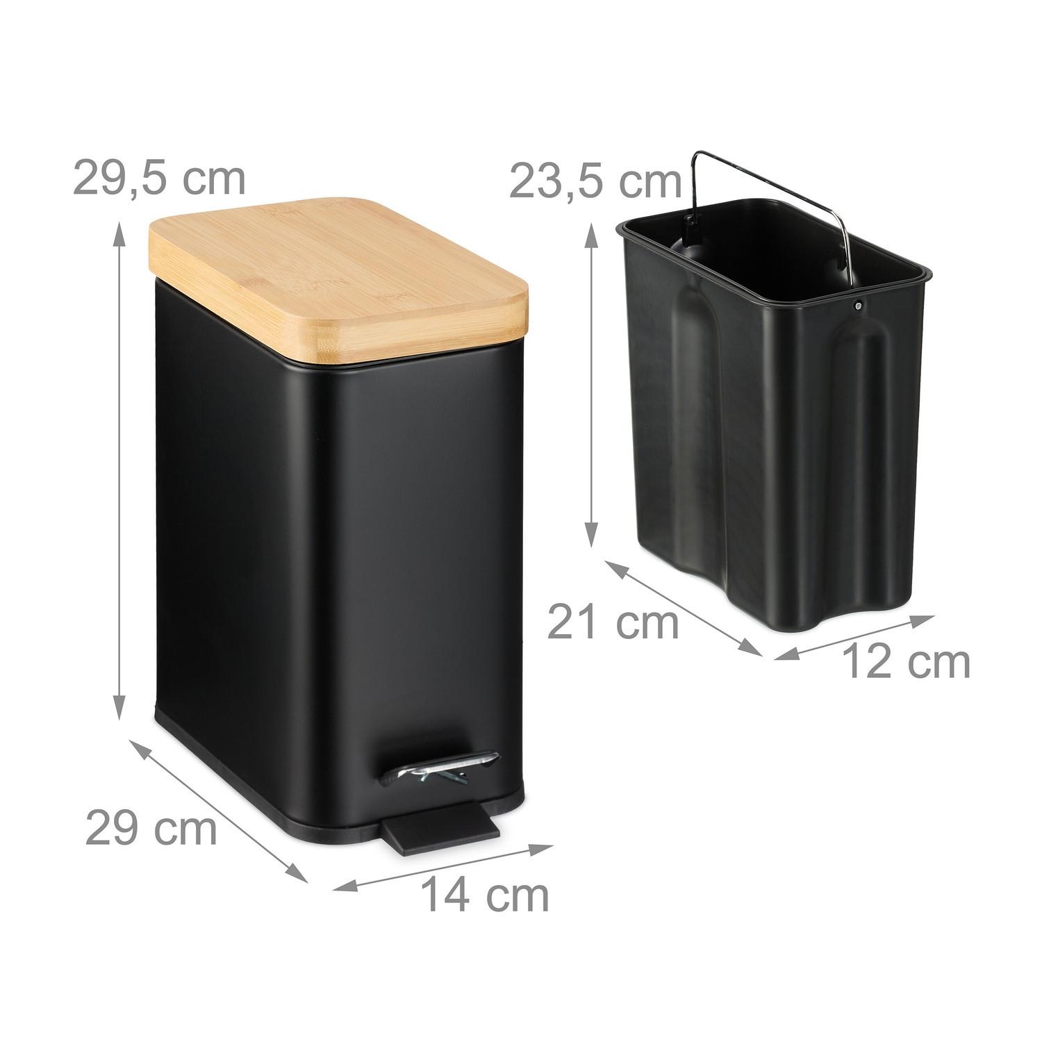 B2X Pattumiera per bagno 5 litri con coperchio in bambù  