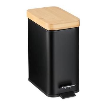 Pattumiera per bagno 5 litri con coperchio in bambù