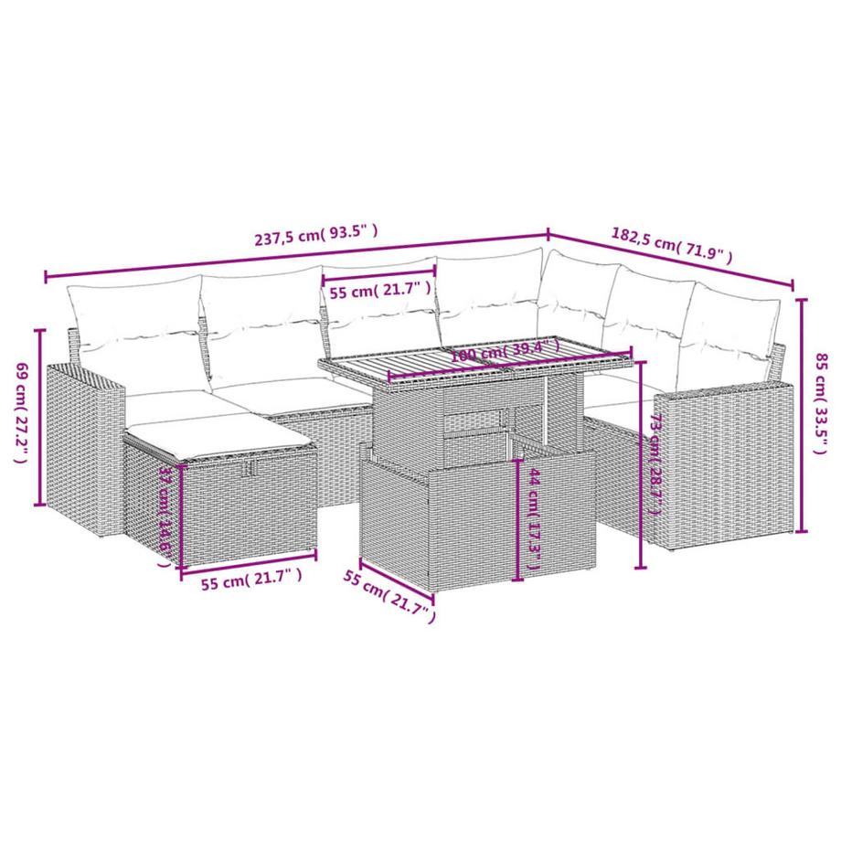 VidaXL Garten sofagarnitur poly-rattan  