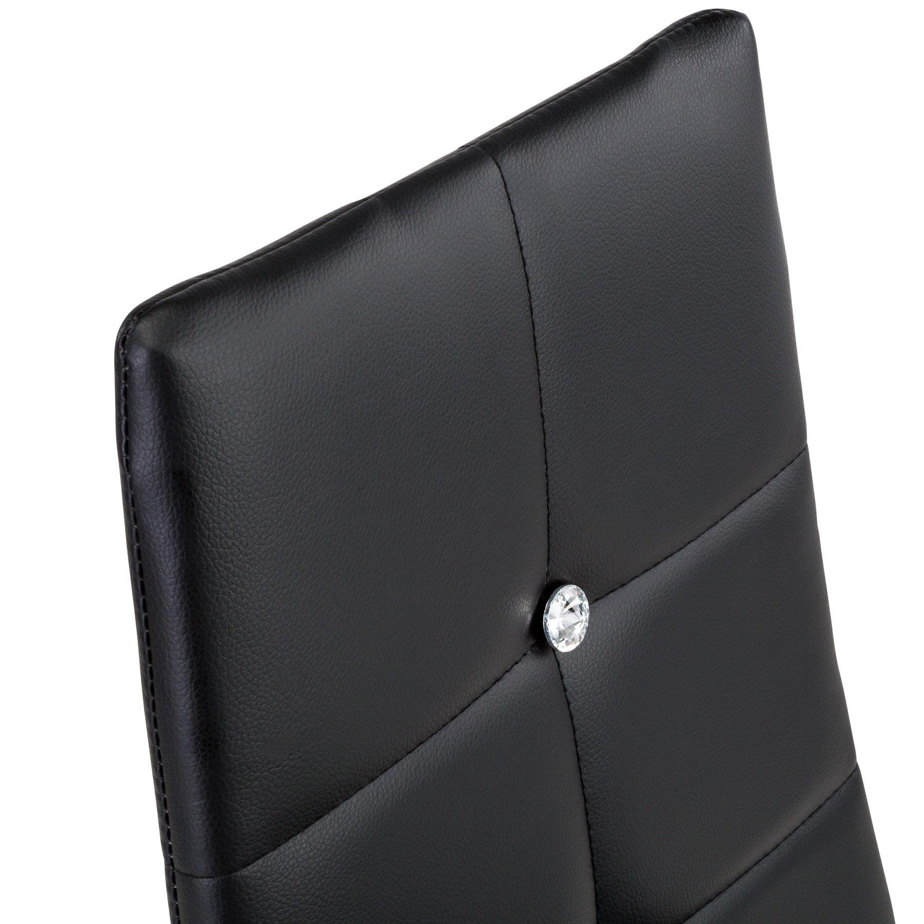 Tectake 8 Esszimmerstühle, Kunstleder mit Glitzersteinen  