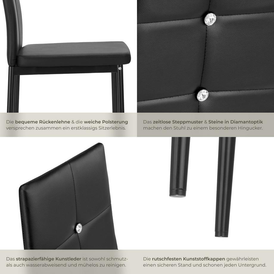 Tectake Ensemble de chaises de salle à manger JULIEN rembourré avec revêtement aspect cuir  