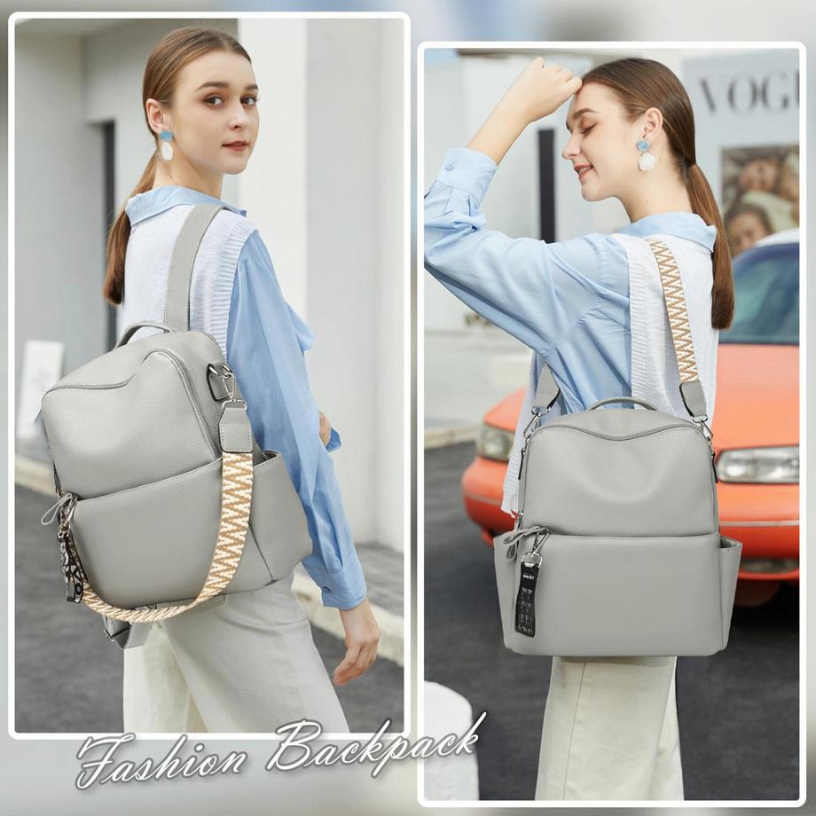 Only-bags.store Kleiner 2-in-1 PU Leder Rucksack Schultertasche Wasserdichter Anti-Diebstahl Daypack  