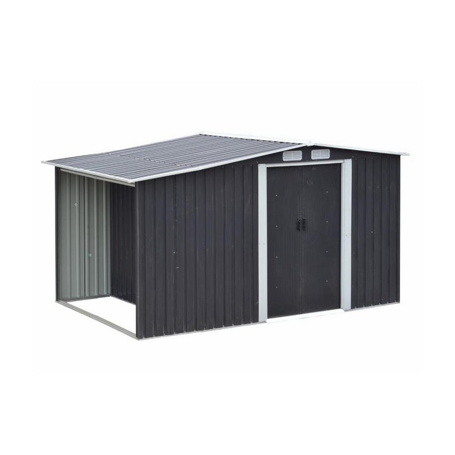 Vente-unique Abri de jardin métal avec abri bûche en acier galvanisé gris 6,7 m² LERY  