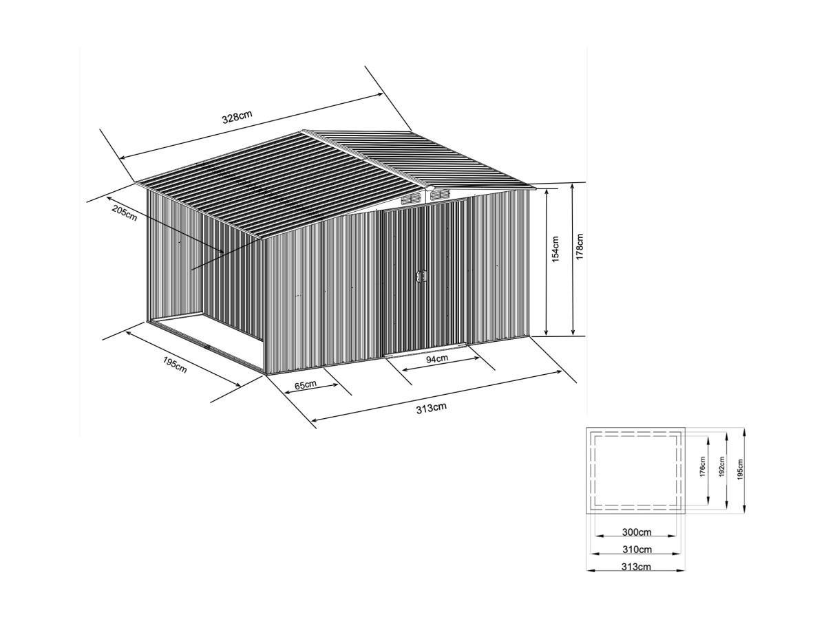 Vente-unique Casetta da giardino in acciaio galvanizzato grigio LERY - 6m²  