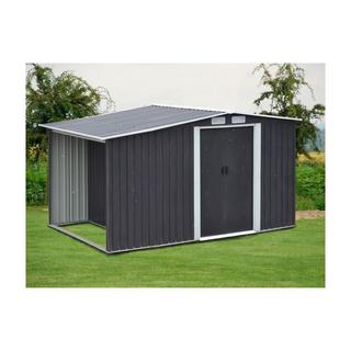 Vente-unique Abri de jardin métal avec abri bûche en acier galvanisé gris 6,7 m² LERY  