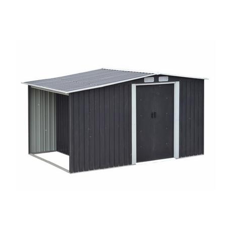 Vente-unique Abri de jardin métal avec abri bûche en acier galvanisé gris 6,7 m² LERY  