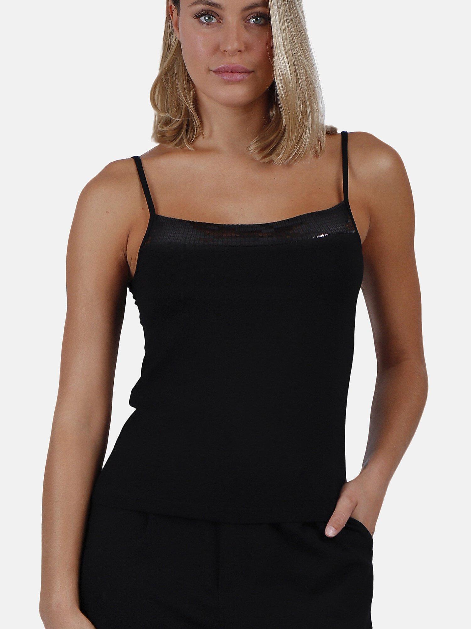 Image of Tanktop Escote Lentejuelas Damen Schwarz XL