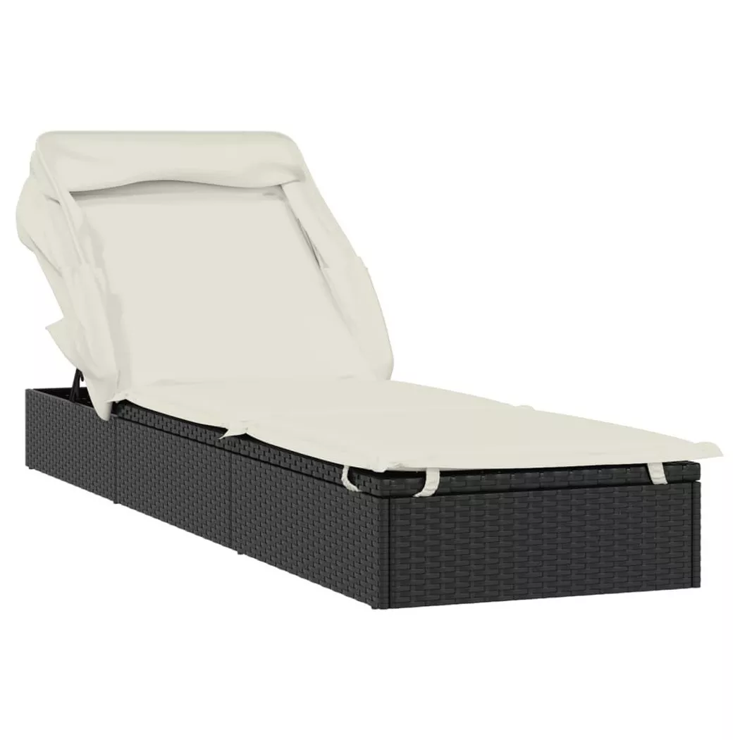 Vidaxl - Transat avec toit pliable noir 213x63x97 cm résine tressée