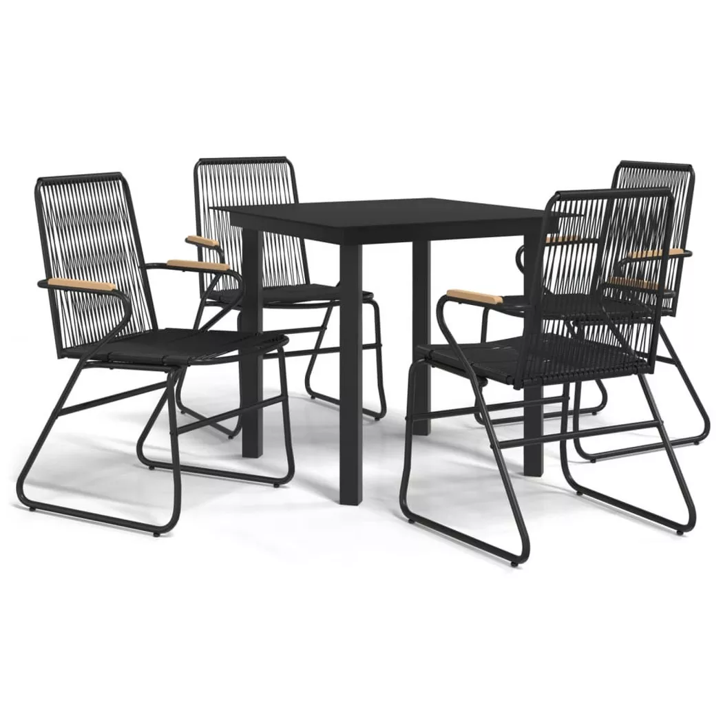 vidaXL Ensemble à manger de jardin 5 pcs Noir Rotin PVC