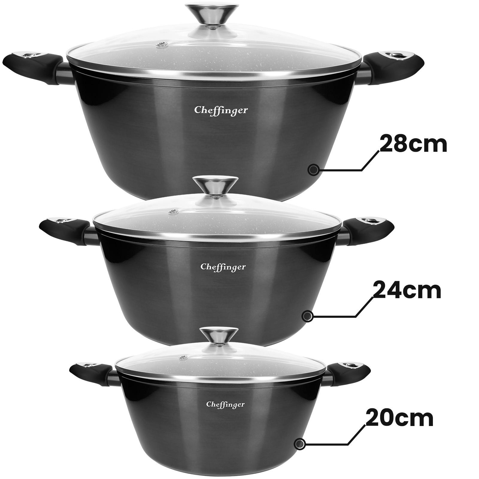 Cheffinger Set cucina 10 pentole rivestimento marmo  