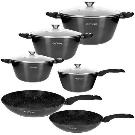 Cheffinger Ensemble de Cuisine 10 Pièces Marbrés  