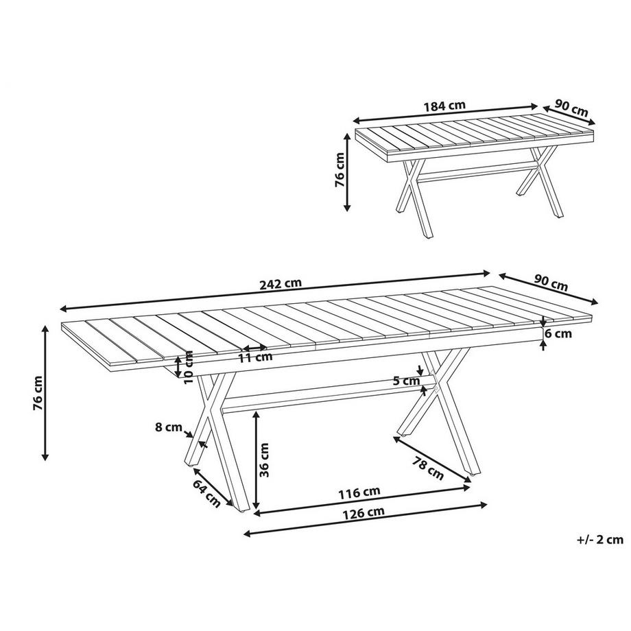 Beliani Table de salle à manger de jardin extensible en Bois synthétique Industriel FANES  