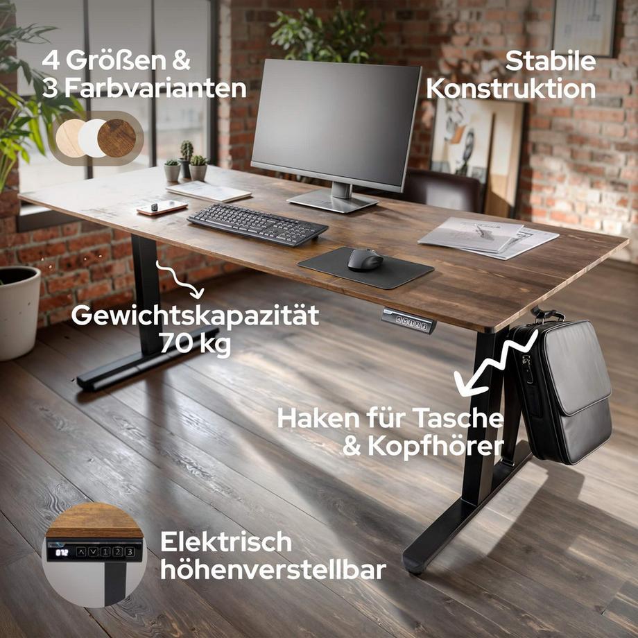 Arebos Höhenverstellbarer Schreibtisch Elektrisch mit Memory-Funktion  