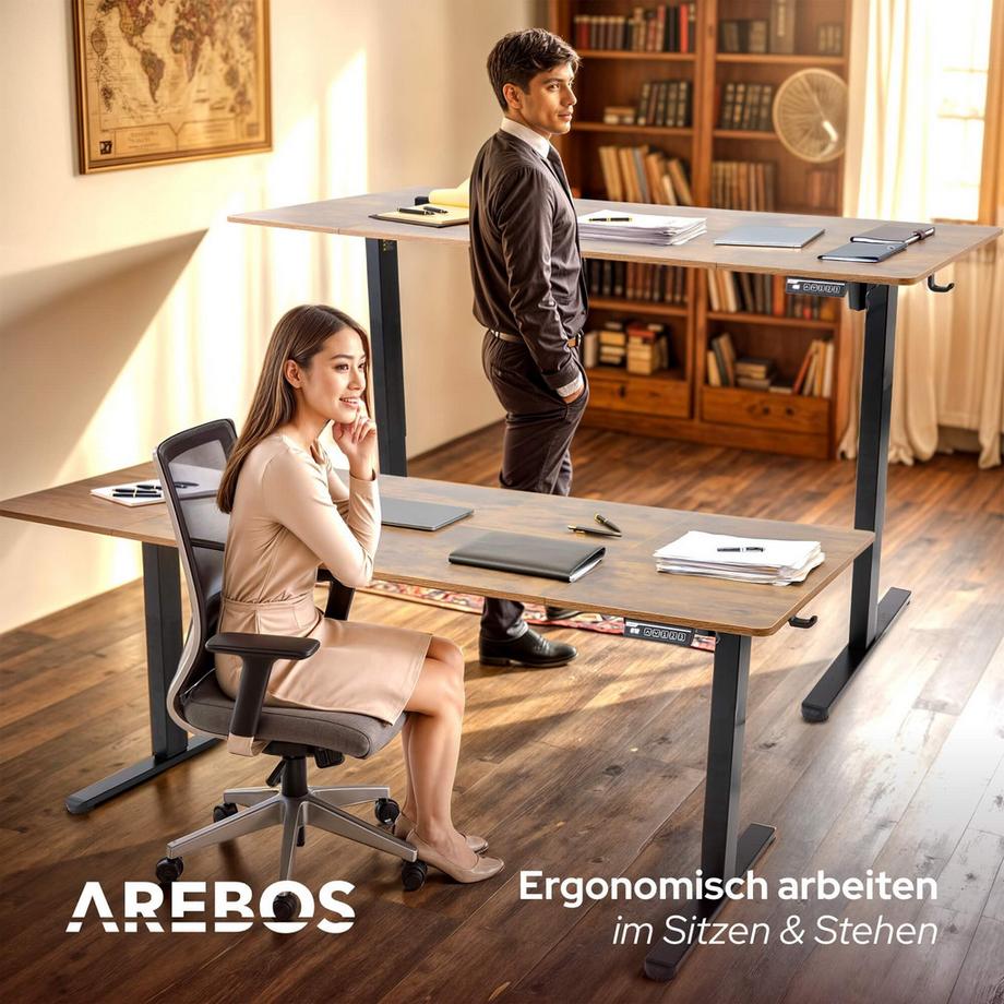 Arebos Höhenverstellbarer Schreibtisch Elektrisch mit Memory-Funktion  