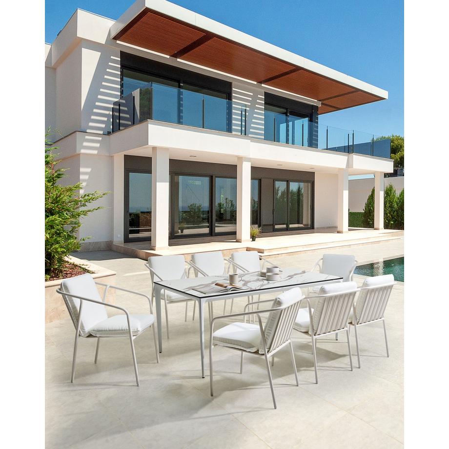 Beliani Lot de 8 chaises de jardin avec coussins en Aluminium Minimaliste ASCIANO  