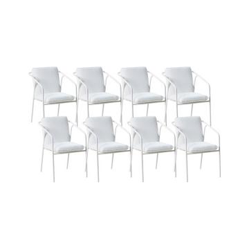 Lot de 8 chaises de jardin avec coussins en Aluminium Minimaliste ASCIANO
