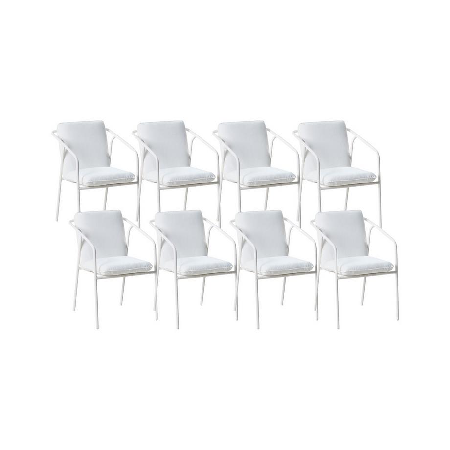 Beliani Lot de 8 chaises de jardin avec coussins en Aluminium Minimaliste ASCIANO  