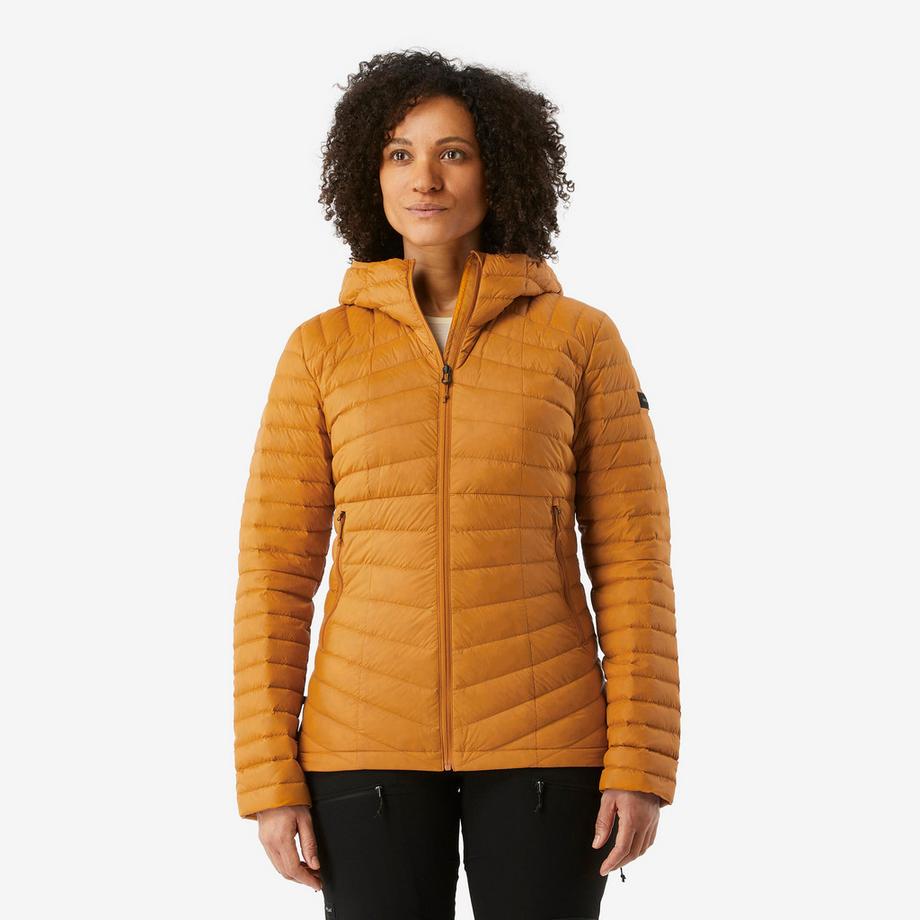 Piumino donna trekking montagna con cappuccio piuma