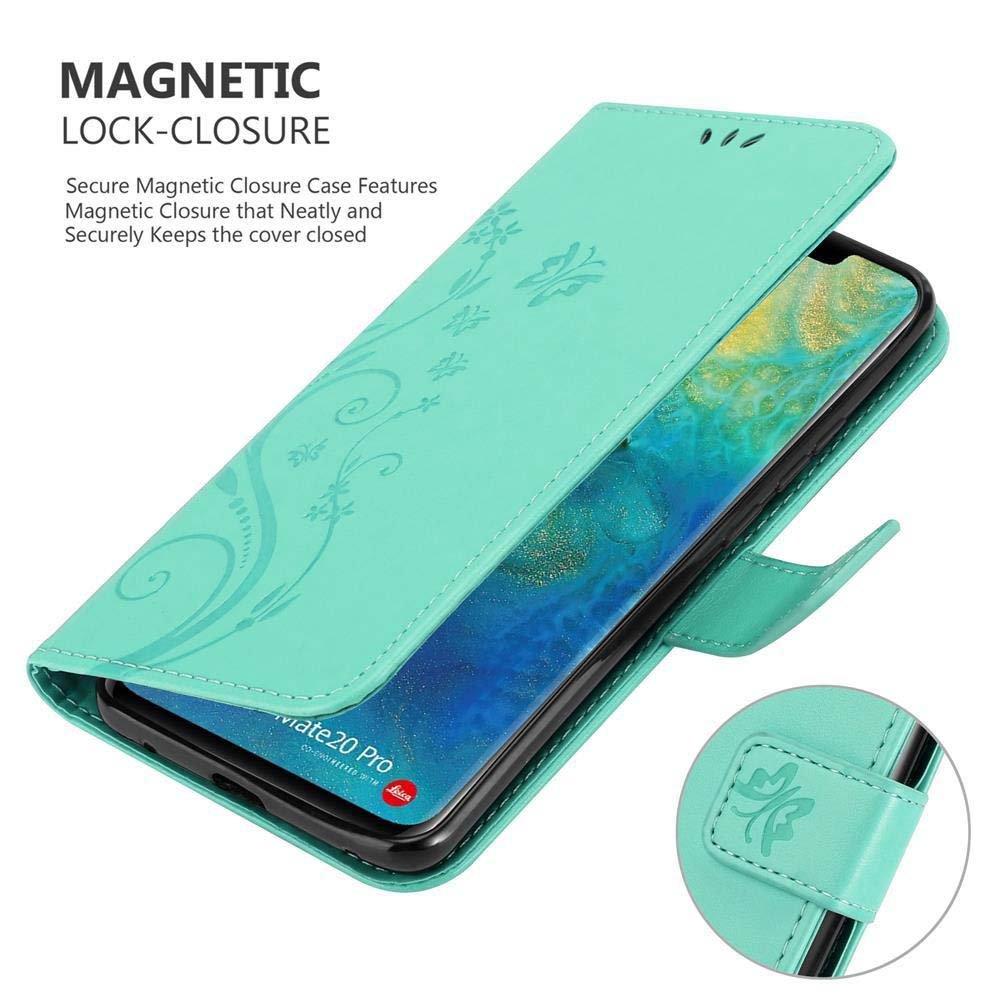 Cadorabo  Housse compatible avec Huawei MATE 20 PRO - Coque de protection au design floral avec fermeture magnétique, fonction de support et emplacements pour cartes 