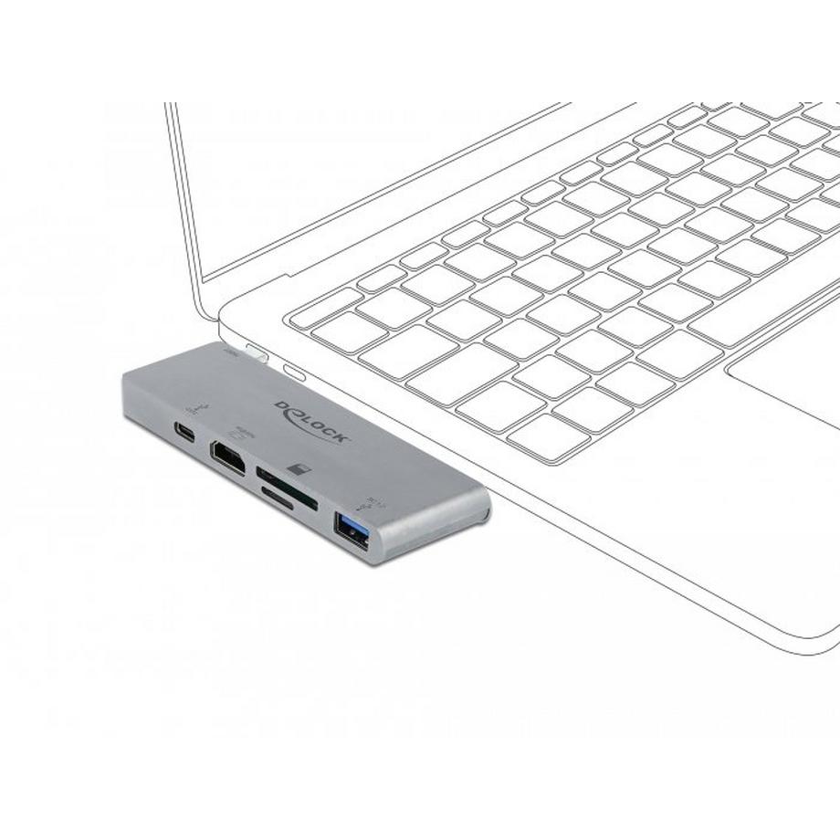 DeLock  87745 replicatore di porte e docking station per laptop USB 3.2 Gen 1 (3.1 Gen 1) Type-C Grigio 
