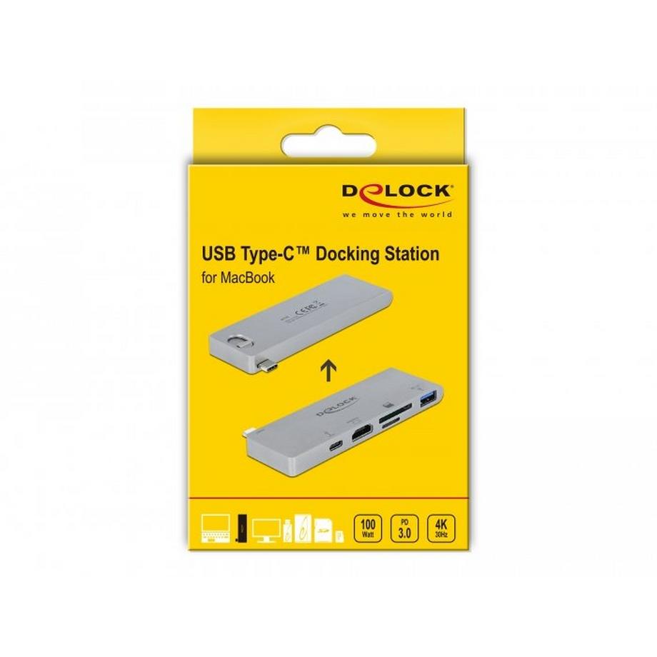 DeLock  87745 replicatore di porte e docking station per laptop USB 3.2 Gen 1 (3.1 Gen 1) Type-C Grigio 