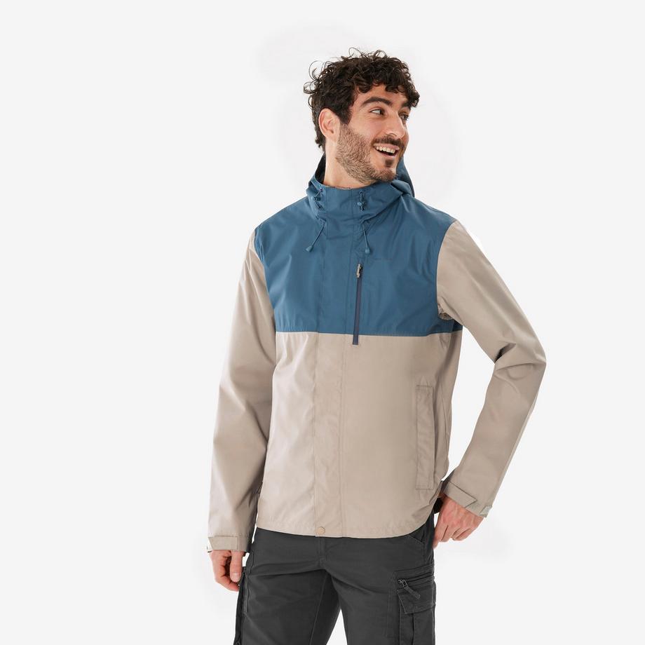 Veste de randonnée imperméable homme, NH500 bleu