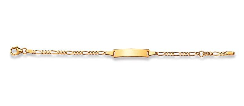 MUAU Schmuck  Bracelet d'insigne or jaune 750 figaro, 2.4mm, 14cm 