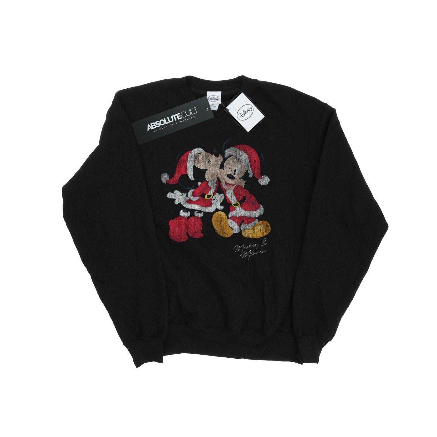Image of Mickey And Minnie Christmas Kiss Sweatshirt Damen Schwarz L