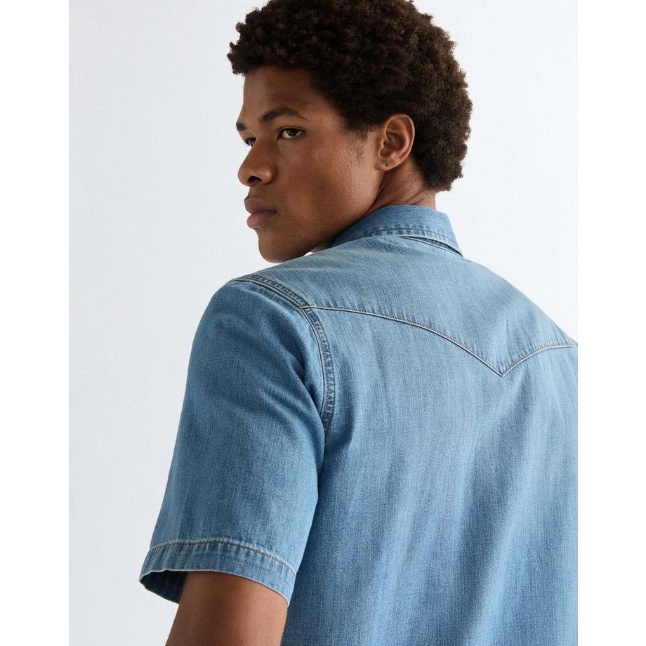 Wrangler Camicia in denim Western maniche corte  