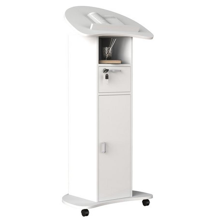 VCM Pupitre en bois Pupitre d'orateur mobile Table haute à roulettes Tiroir Redola Porte  