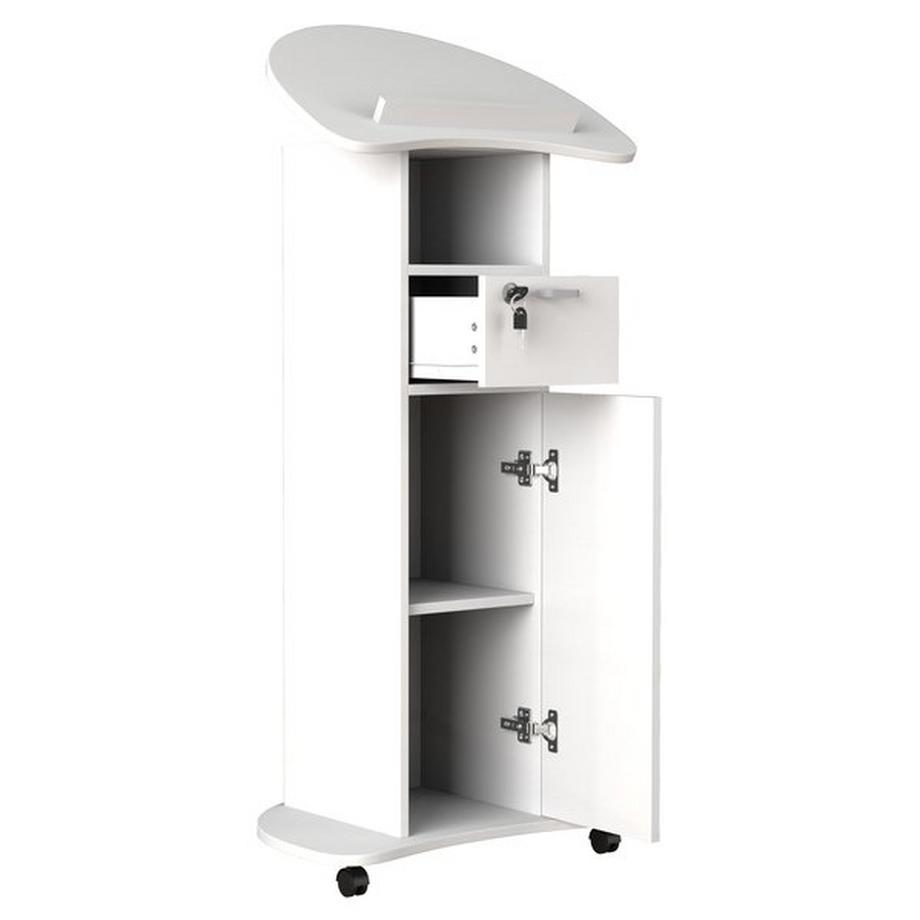 VCM Pupitre en bois Pupitre d'orateur mobile Table haute à roulettes Tiroir Redola Porte  