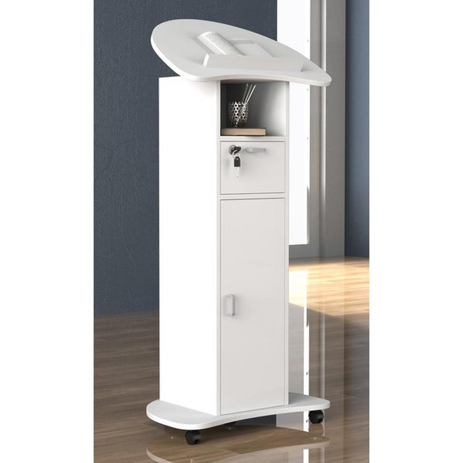 VCM Pupitre en bois Pupitre d'orateur mobile Table haute à roulettes Tiroir Redola Porte  