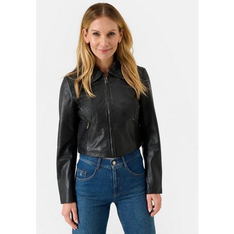 RICANO  cropped  Lederjacke mit Hemdkragen 