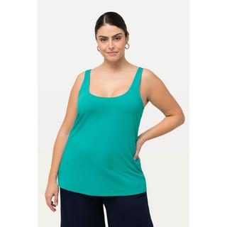 Ulla Popken  Top sans manches, doublé sur le devant. Coupe Classic Fit, avec décolleté rond. 