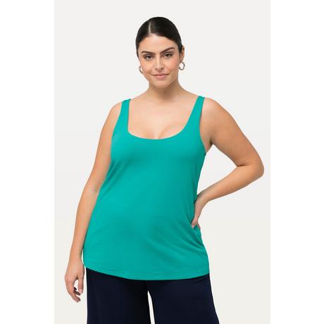 Ulla Popken  Top sans manches, doublé sur le devant. Coupe Classic Fit, avec décolleté rond. 