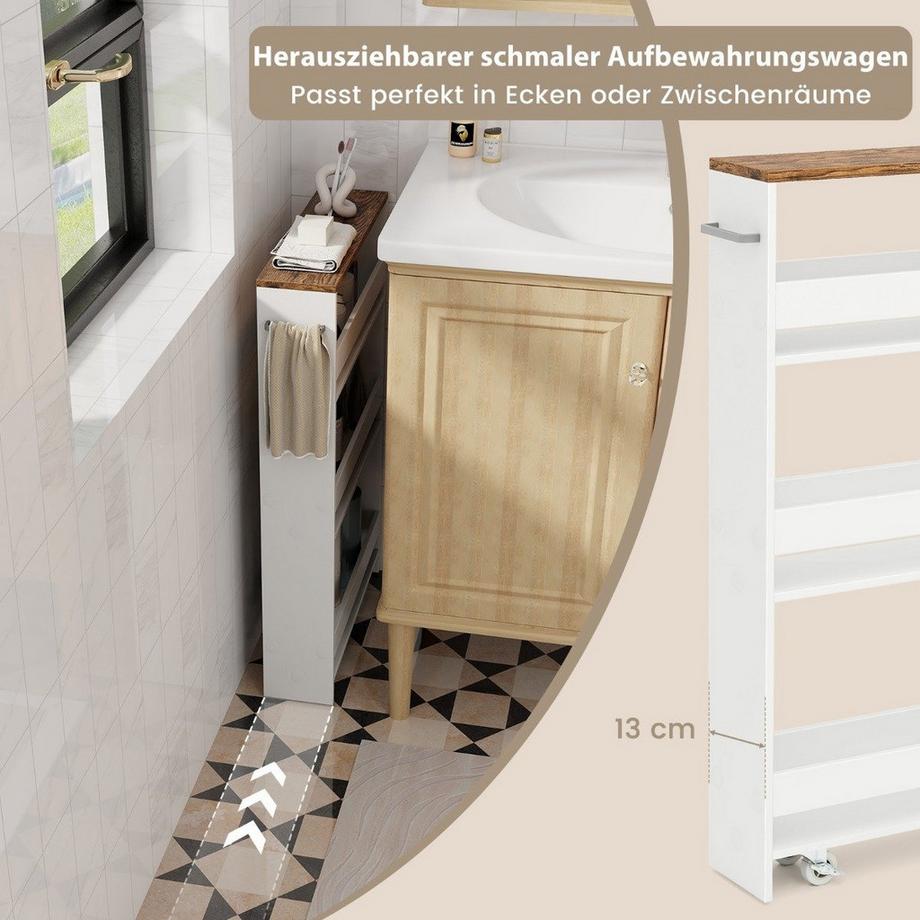 Northix Chariot de cuisine mince, roulant à 4 niveaux  