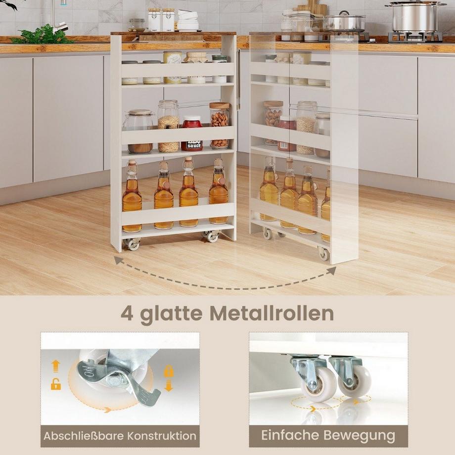 Northix Chariot de cuisine mince, roulant à 4 niveaux  