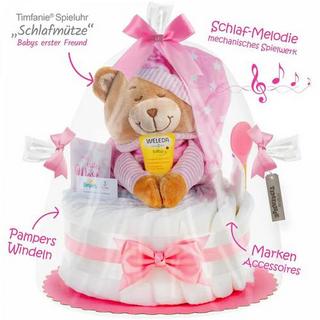 Timfanie  Windeltorte Spieluhr inkl. Einschlafhilfe rosa 