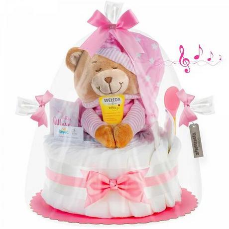 Timfanie  Windeltorte Spieluhr inkl. Einschlafhilfe rosa 