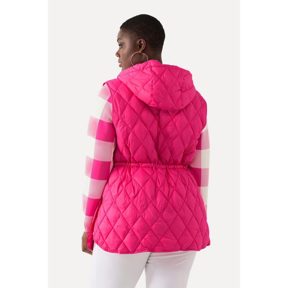 Ulla Popken Steppweste mit Reissverschluss Tunnelzug Kapuze  