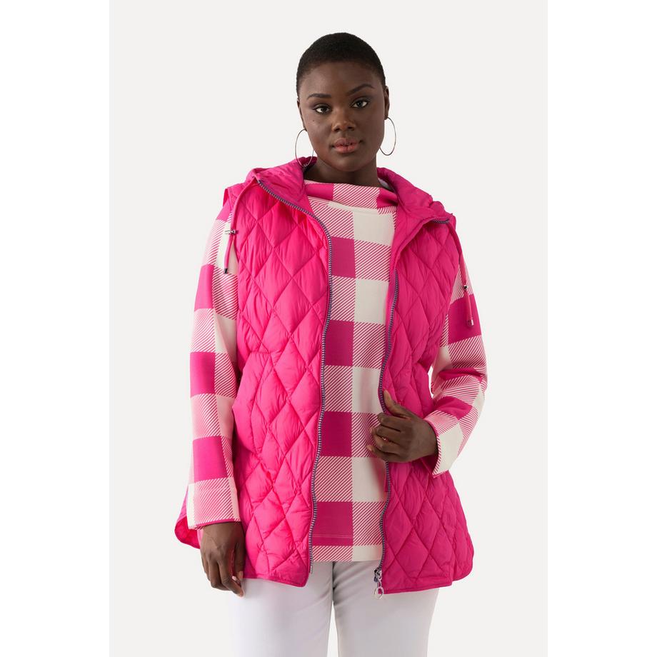 Ulla Popken Steppweste mit Reissverschluss Tunnelzug Kapuze  