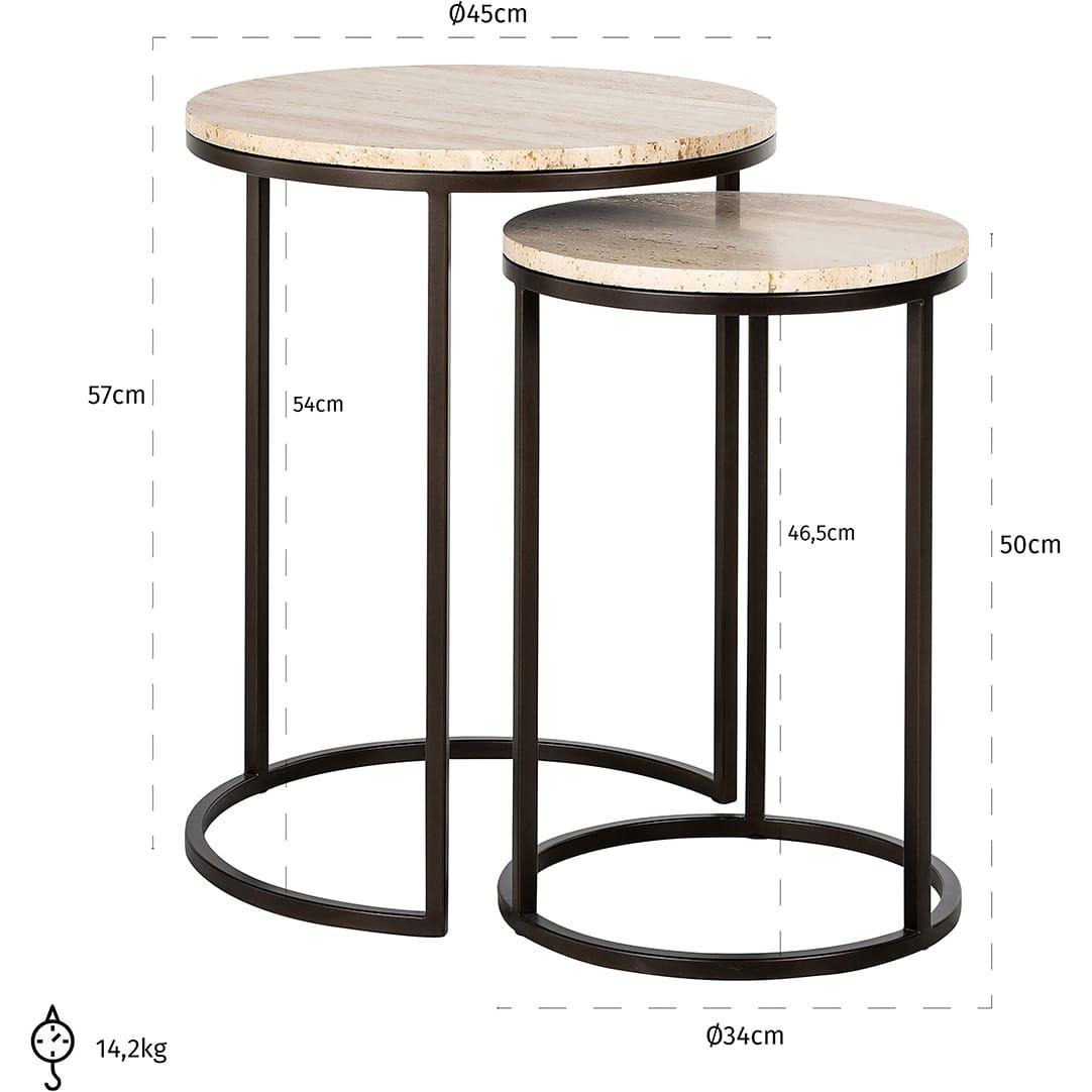 mutoni Table d'appoint Avalon 45x57 (lot de 2)  