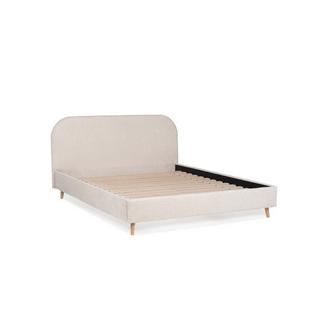 Vente-unique Letto 160 x 200 cm Tessuto effetto bouclette Écru + Materasso - SANTADI  