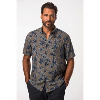 JP1880  Camicia dalla vestibilità cubana con stampa allover, colletto button-down e mezze maniche, fino alla tg. 8XL 