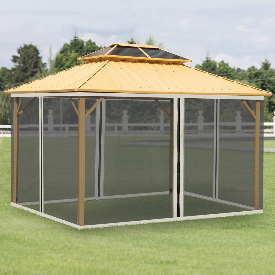 Northio Moskitonetz für 3x4 Pavillon 4 Seitenteile Fliegennetz mit Reißverschluss, Insektenschutz Nylon-Mesh, Schwarz  