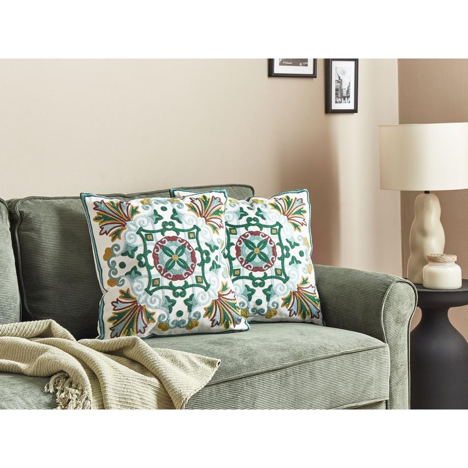 Beliani Lot de 2 coussins décoratifs en Coton  ELANITE  