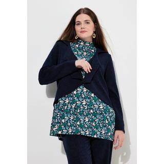 Ulla Popken  Veste en molleton en coton bio, imprimé feuilles, capuche et manches longues 