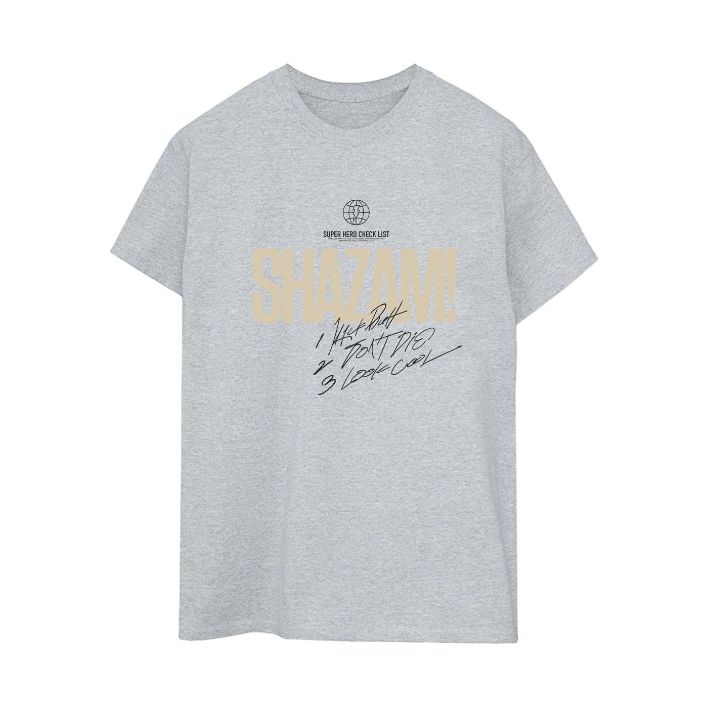 Image of Shazam Fury Of The Gods Super Hero Checklist Alt Tshirt Damen Grau L